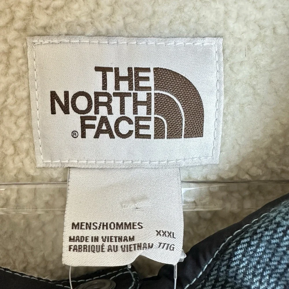 Men's The North Face Campshire Shirt Sz 3XL Sherpa Lined Snap Jacket Blue‎ Plaid